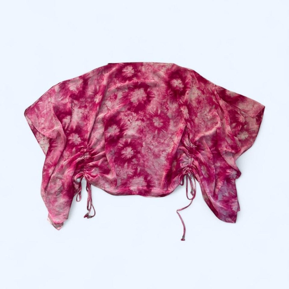 Pink tie-dye polyester cover up top side drawstrings OS by Michaelā Kors